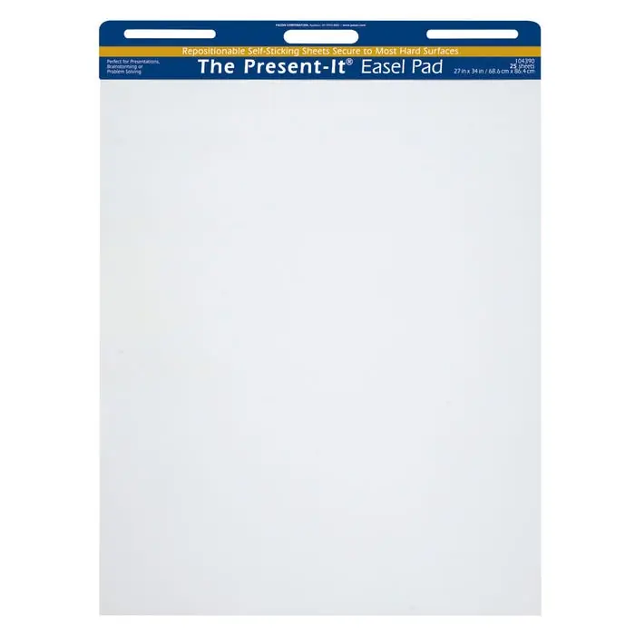 Present-It Recyclable Self-Stick Easel Pad, 27 x 34 Inches, 25 Sheets Authentic